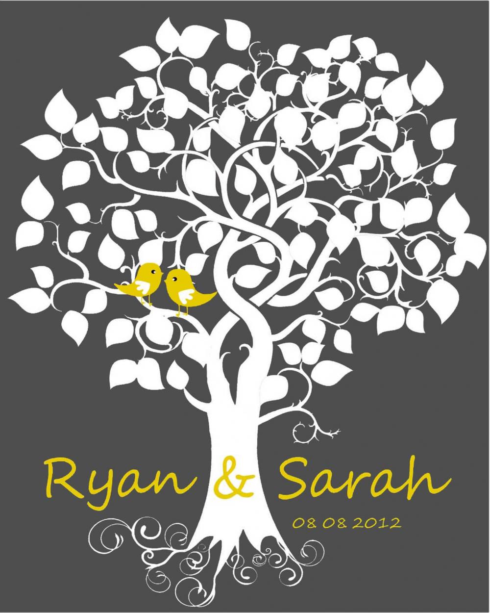 Wedding Signature Tree 16x 20 75 Signatures Wedding Guest Book Alternative Poster