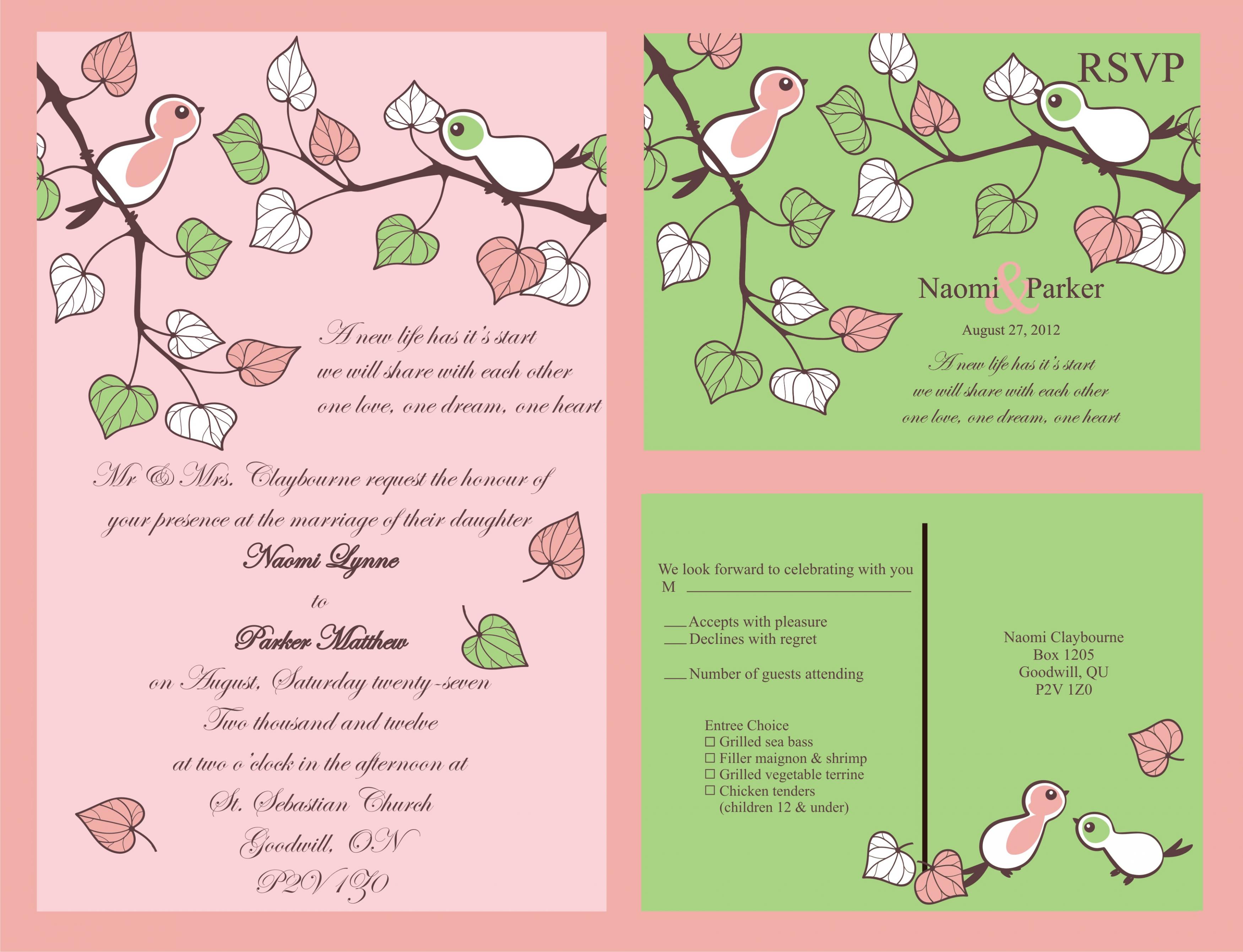 50 Personalized Wedding Invitations And Matching Rsvp Set on Luulla